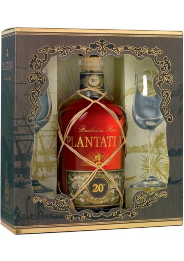 Rum Plantation Barbados 20 Anniversario XO Gift Box con Bicchieri 0,70 lt.